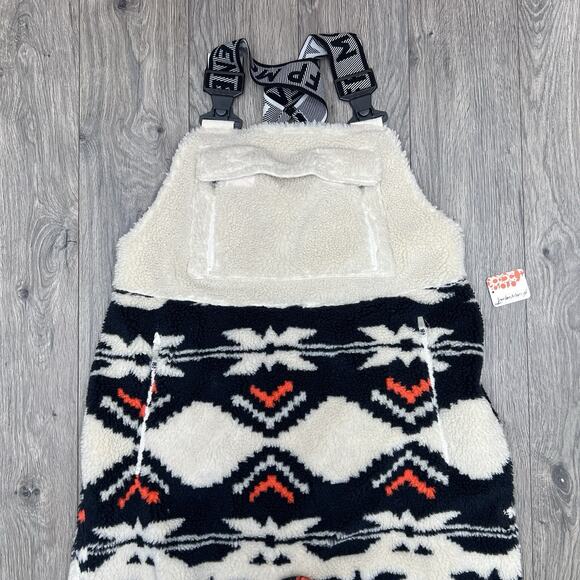 Free People Snow Bib Sz Medium Womens Black White Hit The Slopes Printed - Picture 8 of 15